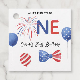 4th of July First Birthday Party Favour Tags