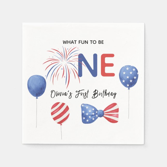 4th of July First Birthday Party Napkin (Front)