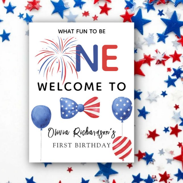 4th of July First Birthday Party Welcome Poster (Creator Uploaded)