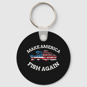 4th Of July Fishing American Flag Make America Fis Key Ring