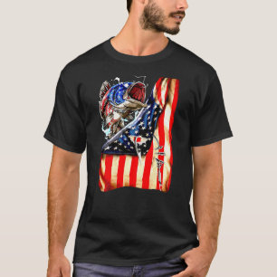 4th Of July Fishing Fish American Flag On Back 98 T-Shirt