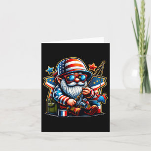 4th Of July Fishing Gnome Patriotic Fishing Lover  Card