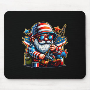4th Of July Fishing Gnome Patriotic Fishing Lover Mouse Pad