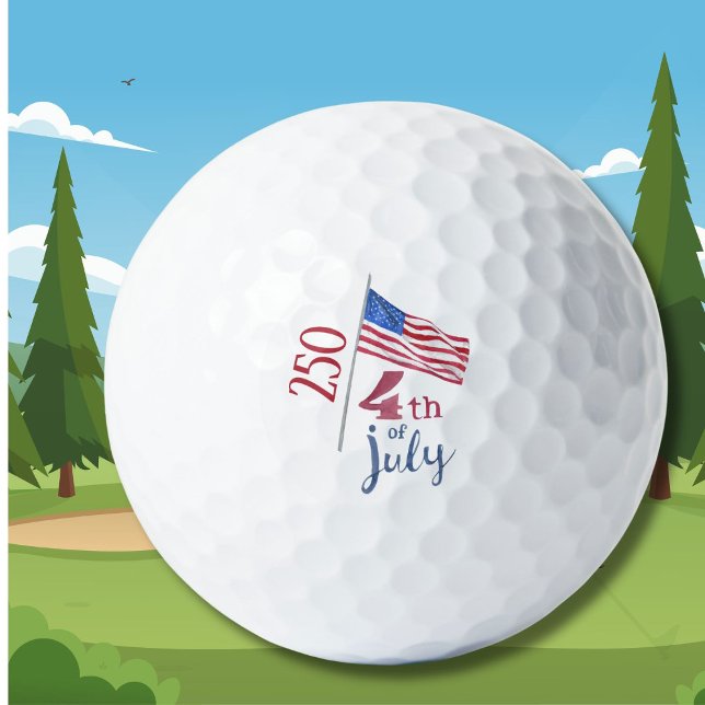 4th of July Flag 250th Anniversary Stylish     Golf Balls (Creator Uploaded)