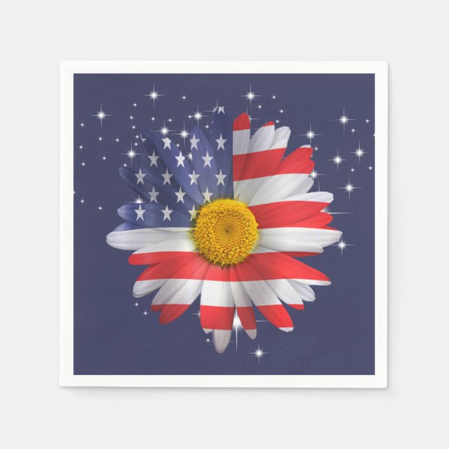 4th of July Flag Daisy  Napkin (Front)