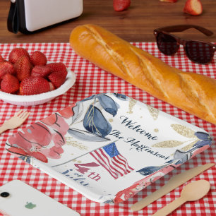 4th of July Flag Personalised Stylish Paper Plate