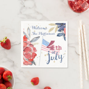 4th of July Flag Personalised Stylish Party Napkin