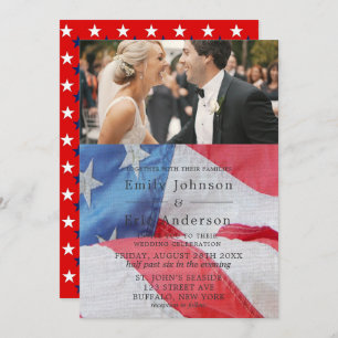 4th Of July Flag Photo Wedding Invitation