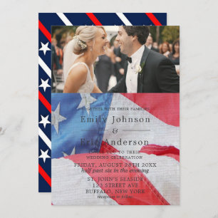 4th Of July Flag Photo Wedding Invitation