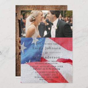 4th Of July Flag Photo Wedding Invitation