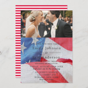4th Of July Flag Photo Wedding Invitation