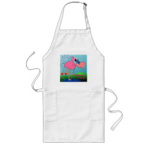 4th of July Flamingo BBQ Apron
