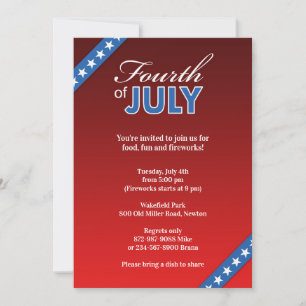4th of July Flat Invitation