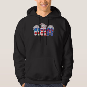 4th of July Flip Flops Red White Blue American Fla Hoodie