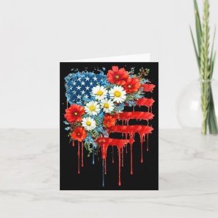 4th of July Floral American Flag Wildflowers Card