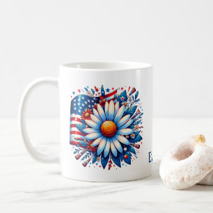 4th Of July Floral Personalised Coffee Mug