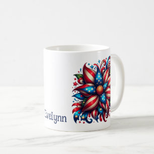 4th Of July Floral Personalised Coffee Mug