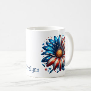 4th Of July Floral Personalised Coffee Mug