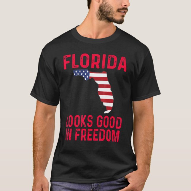 4th Of July Florida Usa Flag Patriotic Political R T-Shirt (Front)