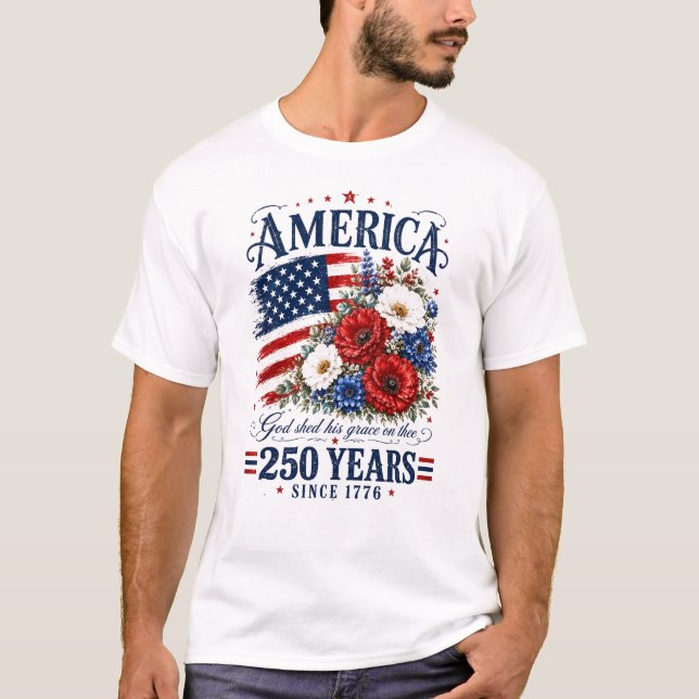 4th of july flower  T-Shirt (Front)
