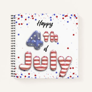 4th of July Foil Balloons Stars Stripes - Notebook