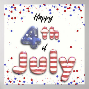 4th of July Foil Balloons Stars Stripes - Poster