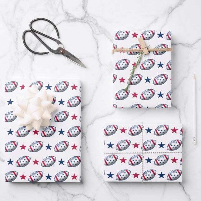 4th of July Football Wrapping Paper Sheet (Front)