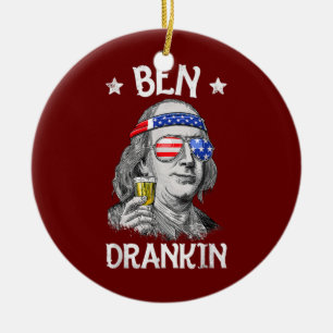 4th of July for Men Ben Drankin Benjamin Franklin Ceramic Ornament
