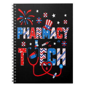 4th Of July For Women Stethoscope Pharmacy Tech Nu Notebook