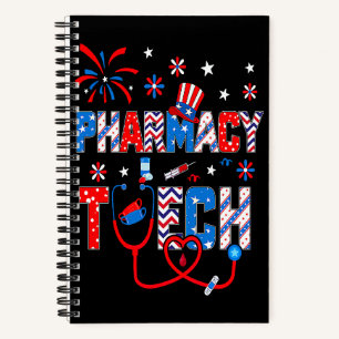 4th Of July For Women Stethoscope Pharmacy Tech Nu Notebook
