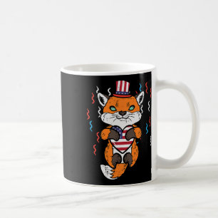 4th Of July Fox American Flag Heart Patriotic Kids Coffee Mug