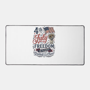 4th of July Freedom Gratitude Vintage Shirt Design Desk Mat