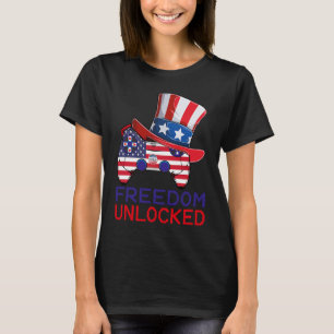 4th Of July Freedom Unlocked Video Game Gamer USA  T-Shirt