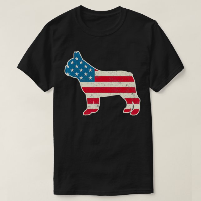 4th of July French Bulldog American Flag USA  T-Shirt (Design Front)