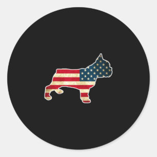4th Of July French Bulldog Dog American Flag  Classic Round Sticker