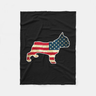 4th Of July French Bulldog Dog American Flag Fleece Blanket