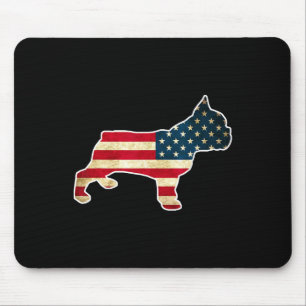 4th Of July French Bulldog Dog American Flag Mouse Pad