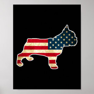 4th Of July French Bulldog Dog American Flag  Poster