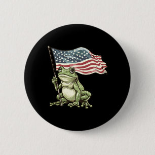 4th Of July Frog Toad Usa Aamerican Flag Fourth Of 6 Cm Round Badge