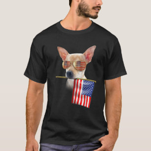 4th of July Fun American Flag Chihuahua Dog Lover  T-Shirt