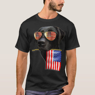 4th of July  Fun American Flag Labrador Dog Lover  T-Shirt