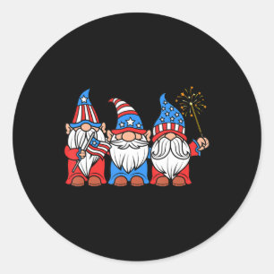 4th Of July Fun Patriotic Gnomes USA Pride America Classic Round Sticker