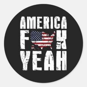 4th Of July Funny - America Yeah Classic Round Sticker