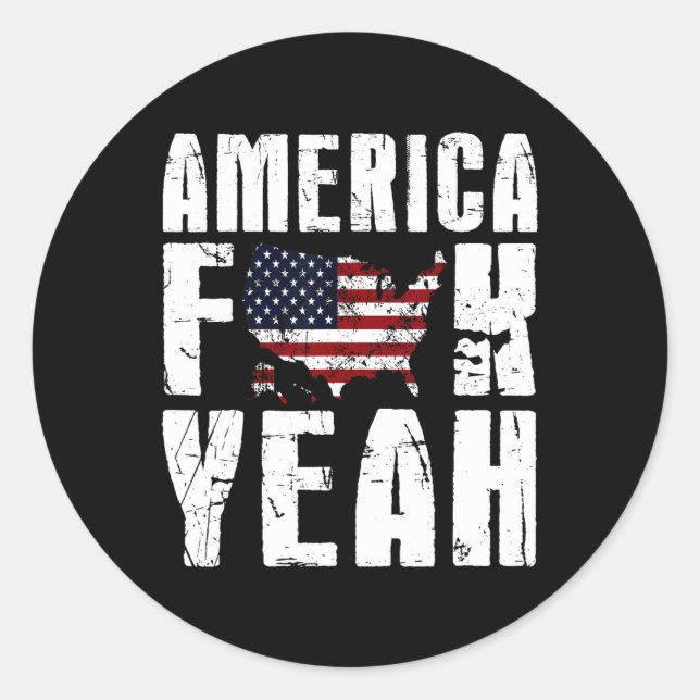 4th Of July Funny - America Yeah  Classic Round Sticker (Front)