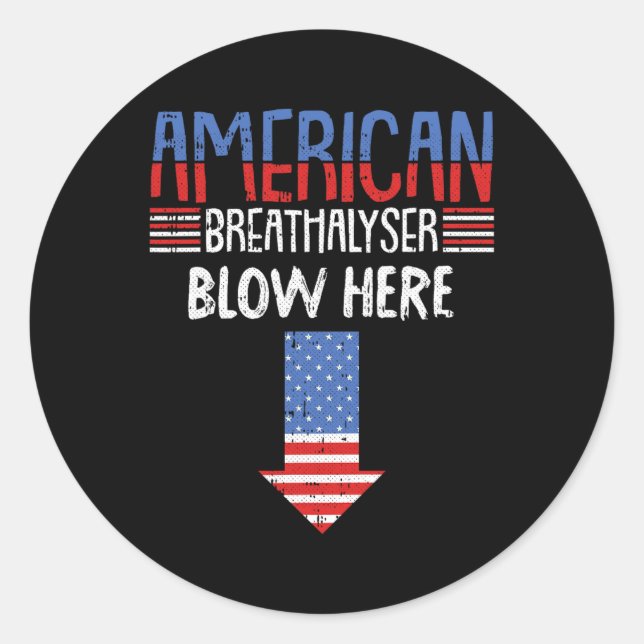 4th Of July Funny American Flag Patriotic  Classic Round Sticker (Front)
