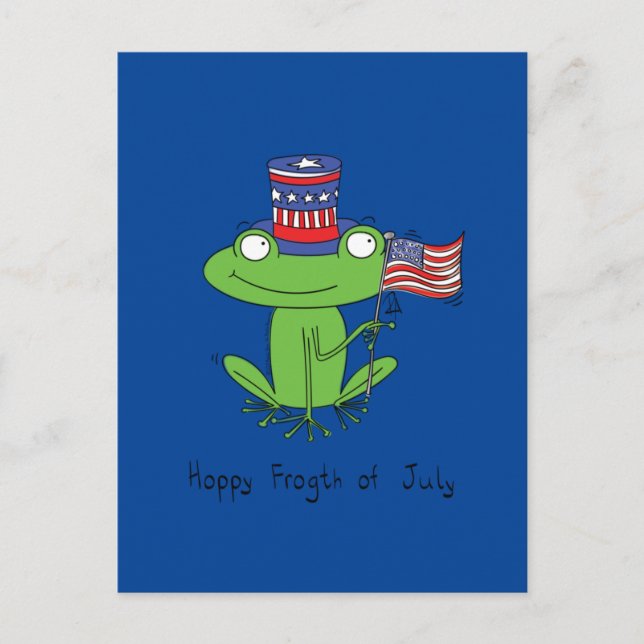 4th of July Funny American Frog Postcard (Front)
