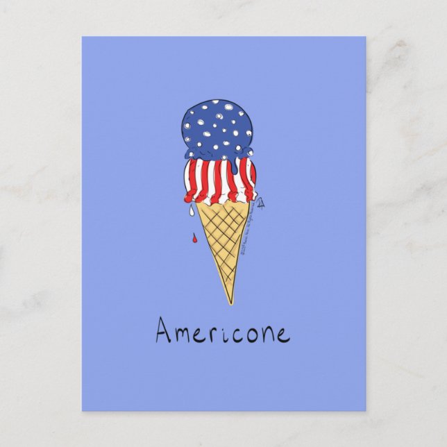 4th of July Funny American Ice Cream Postcard (Front)