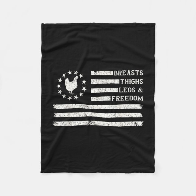 4th of july funny chicken dinner breasts thighs fleece blanket (Front)
