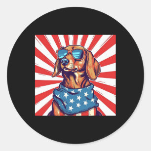 4th Of July Funny Dachsund Weiner Dog Weenie Usa A Classic Round Sticker