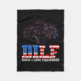 4th of july funny dilf love fireworks american fleece blanket